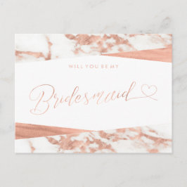 Roos Gold White Marble Bridesmaid Voorstel Uitnodiging Briefkaart