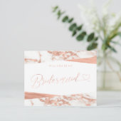 Roos Gold White Marble Bridesmaid Voorstel Uitnodiging Briefkaart (Staand voorkant)