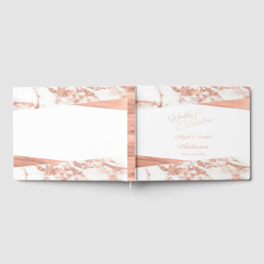 Roos Gold White Marble Custom Wedding Gastenboek (Volledig)