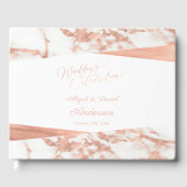 Roos Gold White Marble Custom Wedding Gastenboek (Voorkant)