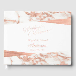 Roos Gold White Marble Custom Wedding Gastenboek