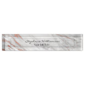 Roos Gold & White marble Elegant Modern Naambordje (Voorkant)