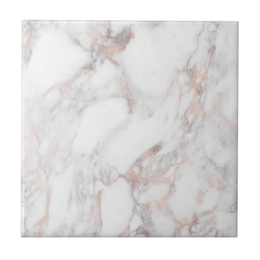 Roos Gold White Marble Elegant Trendy Sjabloon Tegeltje (Voorkant)