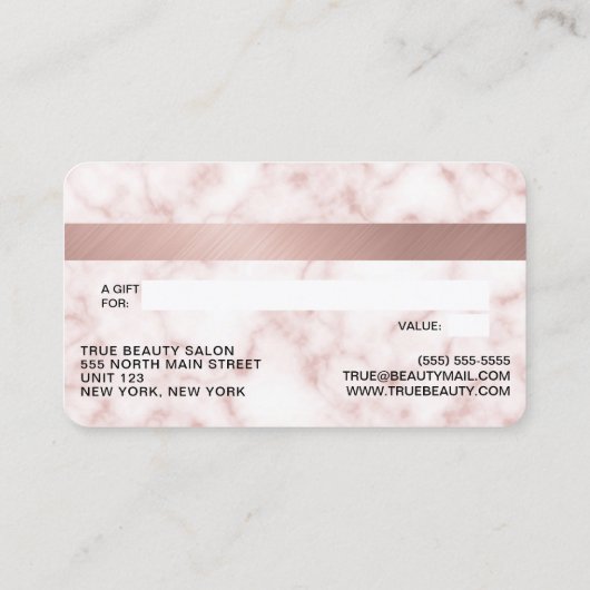 Roos Gold White Marble Glitter Lashes Credit Visitekaartje (Achterkant)