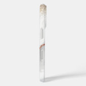 Roos Gold White Marble Glitter Monogram Case-Mate iPhone Case (Achterkant / Rechts)