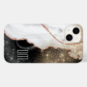 Roos Gold White marble Glitter Monogram Hoesje-Mat Case-Mate iPhone Case (Achterkant (horizontaal))