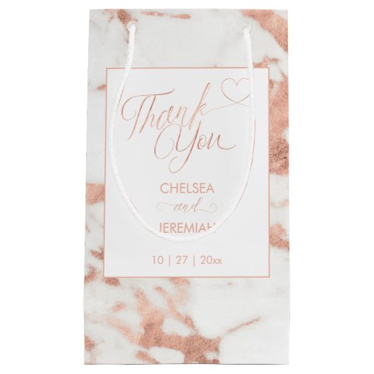 Roos Gold White Marble Hartelijk dank Klein Cadeauzakje (Voorkant)