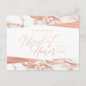 Roos Gold White Marble Maid of Honor Voorstel Uitnodiging Briefkaart (Voorkant)