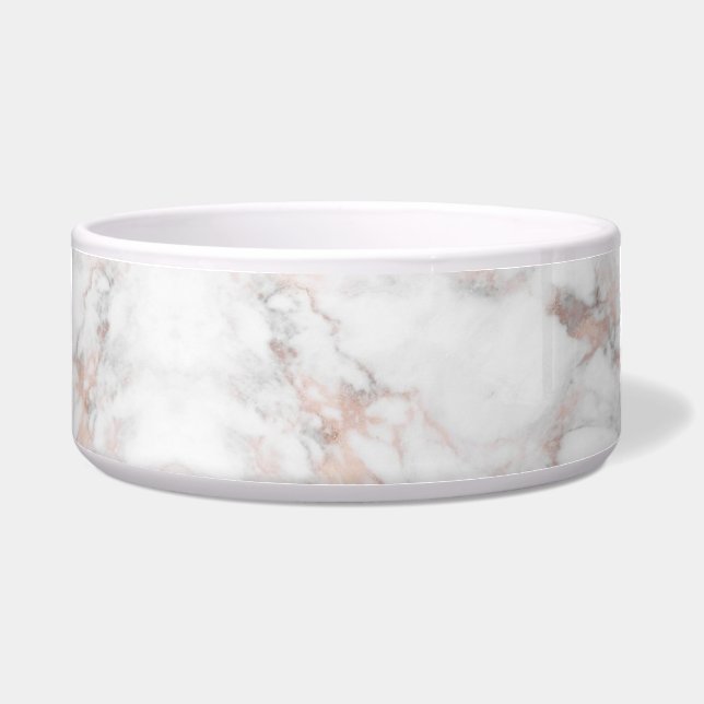 Roos Gold White Marble Sjabloon Elegant Trendy Voerbakje (Voorkant)