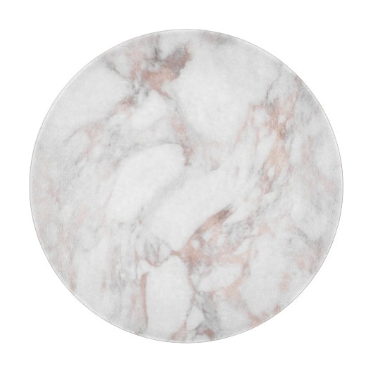Roos Gold White Marble Sjabloon Trendy Elegant Snijplank (Voorkant)