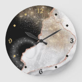 Roos Gold White marble Stardust Grote Klok (Voorkant)