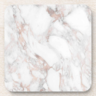 Roos Gold White Marble Trendy Sjabloon Elegant Bier Onderzetter