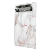 Roos Gold White marmer Modern Monogram Elegant Mini Klembord (Angled2)
