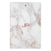 Roos Gold White marmer Modern Monogram Elegant Mini Klembord (Achterkant)