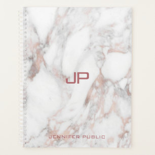 Roos Gold White marmer Modern Monogram Elegant Planner