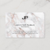 Roos Gold White marmer Modern Monogram Elegant Visitekaartje (Achterkant)