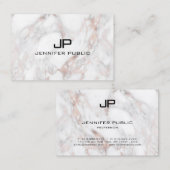 Roos Gold White marmer Modern Monogram Elegant Visitekaartje (Voorkant / Achterkant)