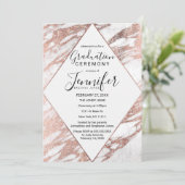 Roos Gold White Modern Marble Afstuderen Kaart (Staand voorkant)