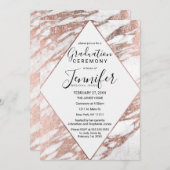 Roos Gold White Modern Marble Afstuderen Kaart (Voorkant / Achterkant)