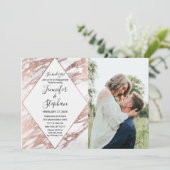 Roos Gold White Modern Marble Verloving Kaart (Staand voorkant)