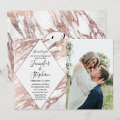 Roos Gold White Modern Marble Verloving Kaart (Voorkant / Achterkant)