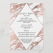 Roos Gold White Modern Marble Wedding Menu