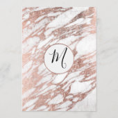 Roos Gold White Modern Marble Wedding Menu (Achterkant)