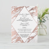 Roos Gold White Modern Marble Wedding Menu (Staand voorkant)