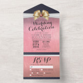 Roos Gold White Ribbon Red Diamond Weddenschap RSV All In One Uitnodiging (Binnen)