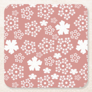 Roos Gold & White Star & Snowflake Pattern Kartonnen Onderzetters