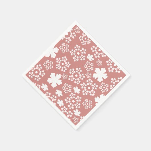 Roos Gold & White Star & Snowflake Pattern Servet (Hoek)
