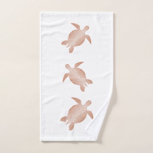 Roos Gold White Turtles Bad Handdoek (Handdoek)