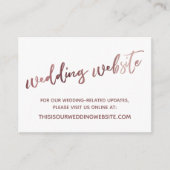 Roos Gold White Wedding Website Sla de datumkaart Informatiekaartje (Voorkant)