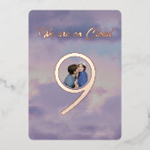 roos Gold Wij zijn op Cloud 9 Photo Couple Shower Folie Uitnodiging (Voorkant)