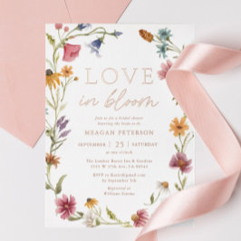 Roos Gold Wildflower Love in Bloom Vrijgezellenfee Folie Uitnodiging