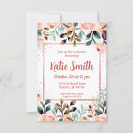 Roos Gold Wildflower Shower Invitation Kaart