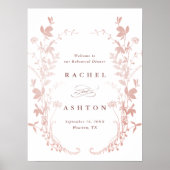 Roos Gold Wildflowers Silhouette repetitie diner Poster (Voorkant)