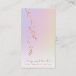 *~* Roos Gold Willow Tree Branch Leaves Rainbow Visitekaartje