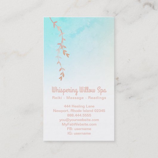 *~* Roos Gold Willow Tree Branch Pastel Regenboog Visitekaartje (Achterkant)