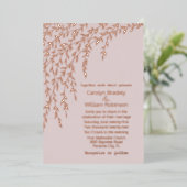 Roos Gold Willows Blush Wedding Folie Uitnodiging (Staand Voorkant)