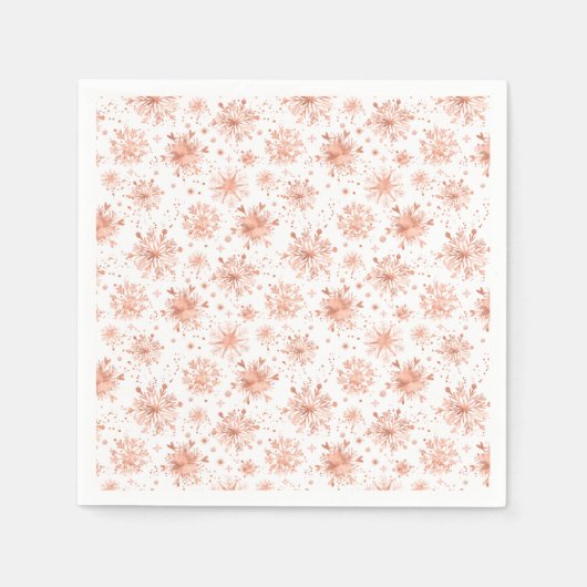Roos Gold Winter Snowflakes op wit Servet (Voorkant)