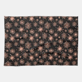 Roos Gold Winter Snowflakes op zwart Theedoek (Horizontaal)