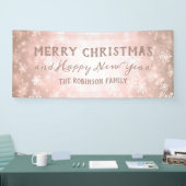 Roos Gold Winter Wonder met prettige kerstdagen Spandoek (Beurs)