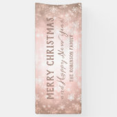 Roos Gold Winter Wonder met prettige kerstdagen Spandoek (Verticaal)