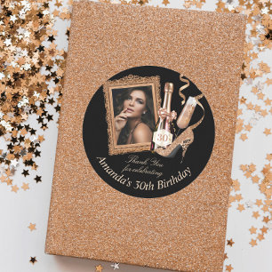 Roos Gold Womens Birthday Hartelijk dank Ronde Sticker