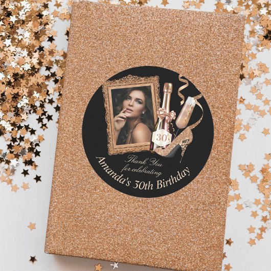 Roos Gold Womens Birthday Hartelijk dank Ronde Sticker