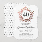 Roos Gold Wreath 40th Birthday Party Kaart (Voorkant / Achterkant)