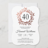 Roos Gold Wreath 40th Birthday Party Kaart (Voorkant)