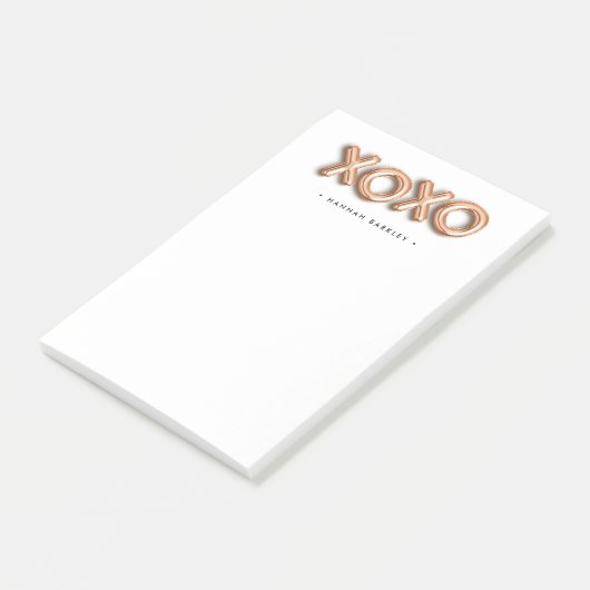 Roos Gold XOXO | Gepersonaliseerd Post-it® Notes (Schuin)