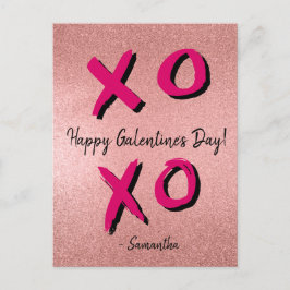 Roos Gold XOXO gepersonaliseerde Happy Galentine's Feestdagenkaart